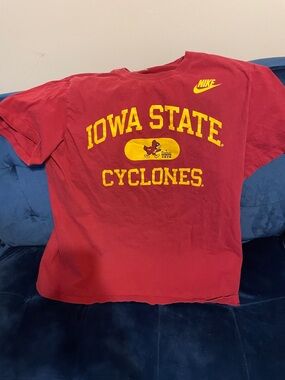 Nike Red Iowa State Cyclones Yellow Logo Tee